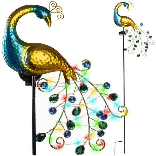 Solar Gartenleuchte Pfau – 3 - teiliges Set mit Dämmerungssensor, Mehrfarbig - Easy2sell - Deluxe
