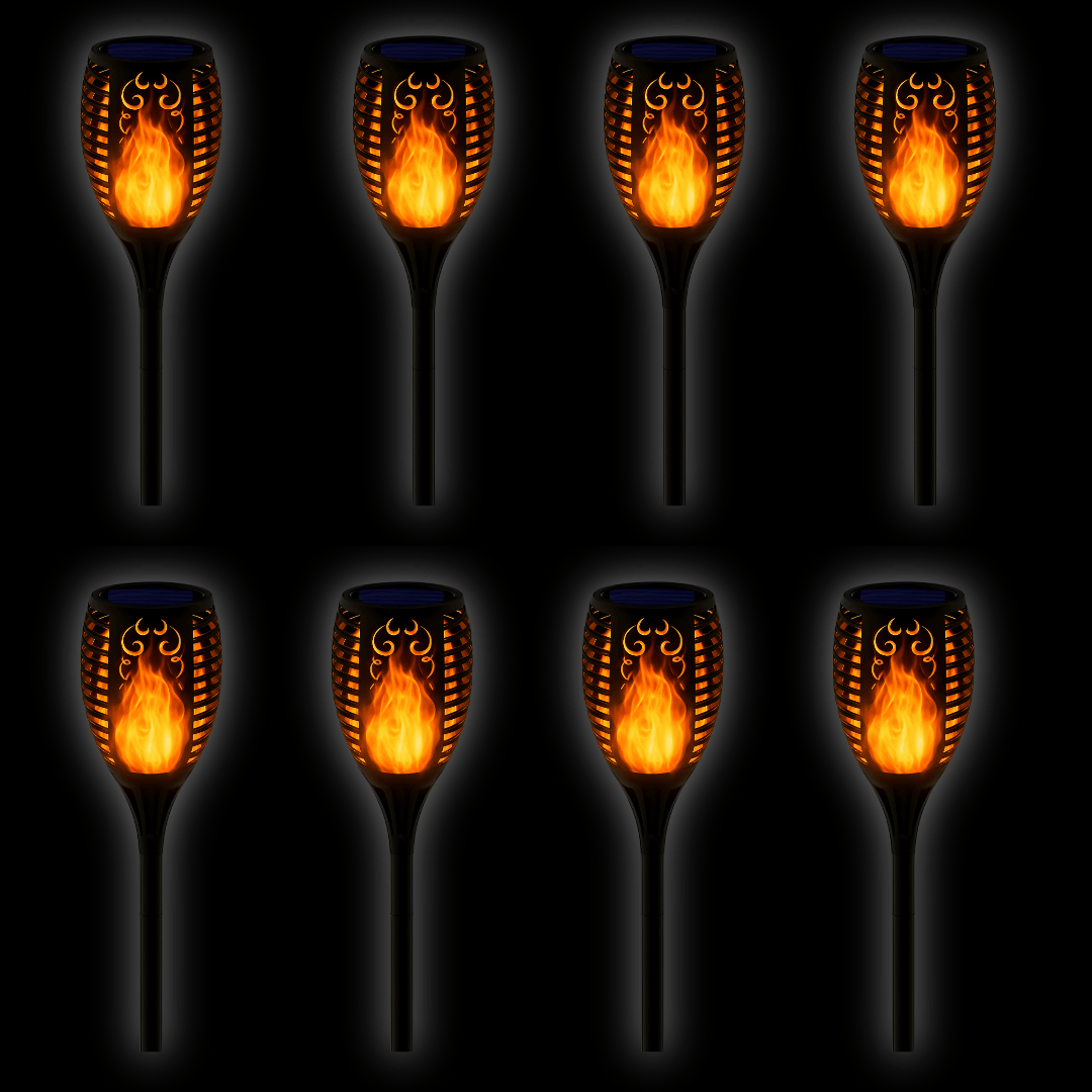 Solarleuchten Solar Fackeln Gartenfackeln mit Flammeneffekt Solarlampen 1 - 8x Set - Easy2sell - Deluxe
