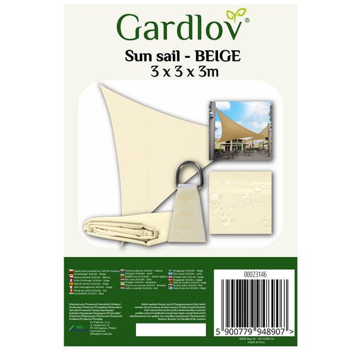 Sonnensegel Dreieckig 3x3x3m Beige – Wasserabweisend für Garten & Terrasse - Easy2sell - Deluxe