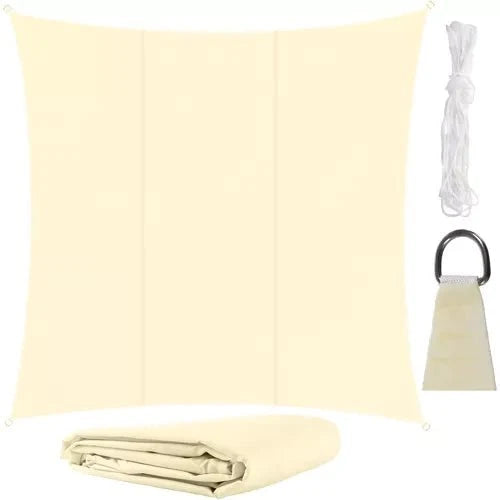 Sonnensegel Quadratisch 3,6x3,6 m für zuverlässigen Sonnenschutz Wasserdicht inkl. Befestigung Garten Strand Camping 23165, Farbe:Beige