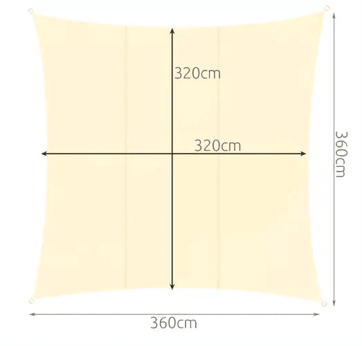 Sonnensegel Quadratisch 3,6x3,6 m für zuverlässigen Sonnenschutz Wasserdicht inkl. Befestigung Garten Strand Camping 23165, Farbe:Beige