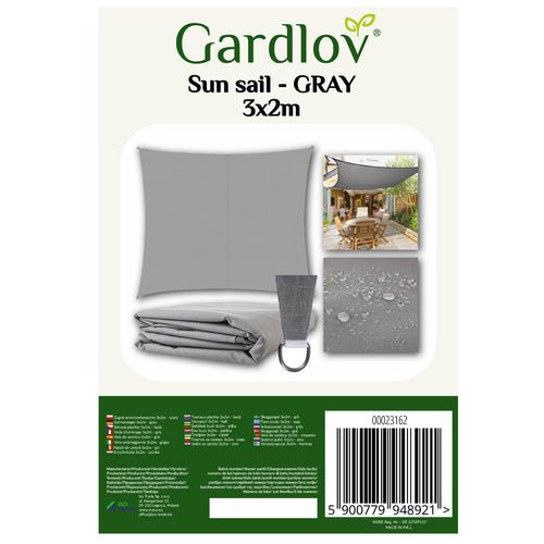 Sonnensegel Rechteckig 3x2m – UV - Schutz Garten & Terrasse Grau Polyester - Easy2sell - Deluxe