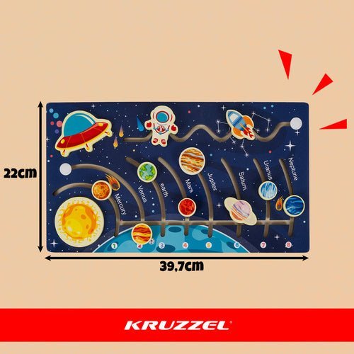Sonnensystem Holzpuzzle Planetenlabyrinth – Montessori Lernspielzeug aus Holz - Easy2sell - Deluxe