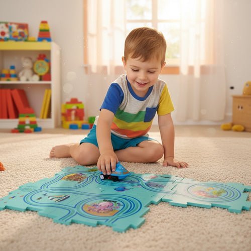 Streckenpuzzle für Kinder – 25 - teiliges Straßenspielset mit Fahrzeugen - Easy2sell - Deluxe