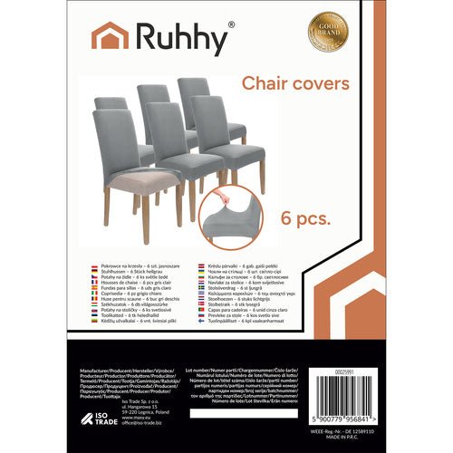 Stuhlhussen - 6 Stk. hellgrau Ruhhy 25991 - Easy2sell - Deluxe