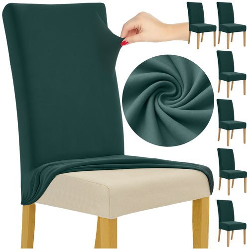 Stuhlhussen 6er Set Elastisch – Universal Stuhlbezug Grün aus Polyester - Easy2sell - Deluxe