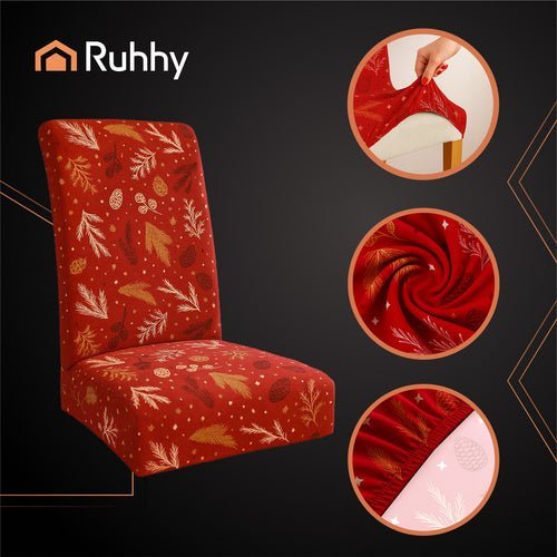 Stuhlhussen 6er Set – Elastische Stuhlbezüge für Weihnachten, Rot, 50x40x40 cm - Easy2sell - Deluxe