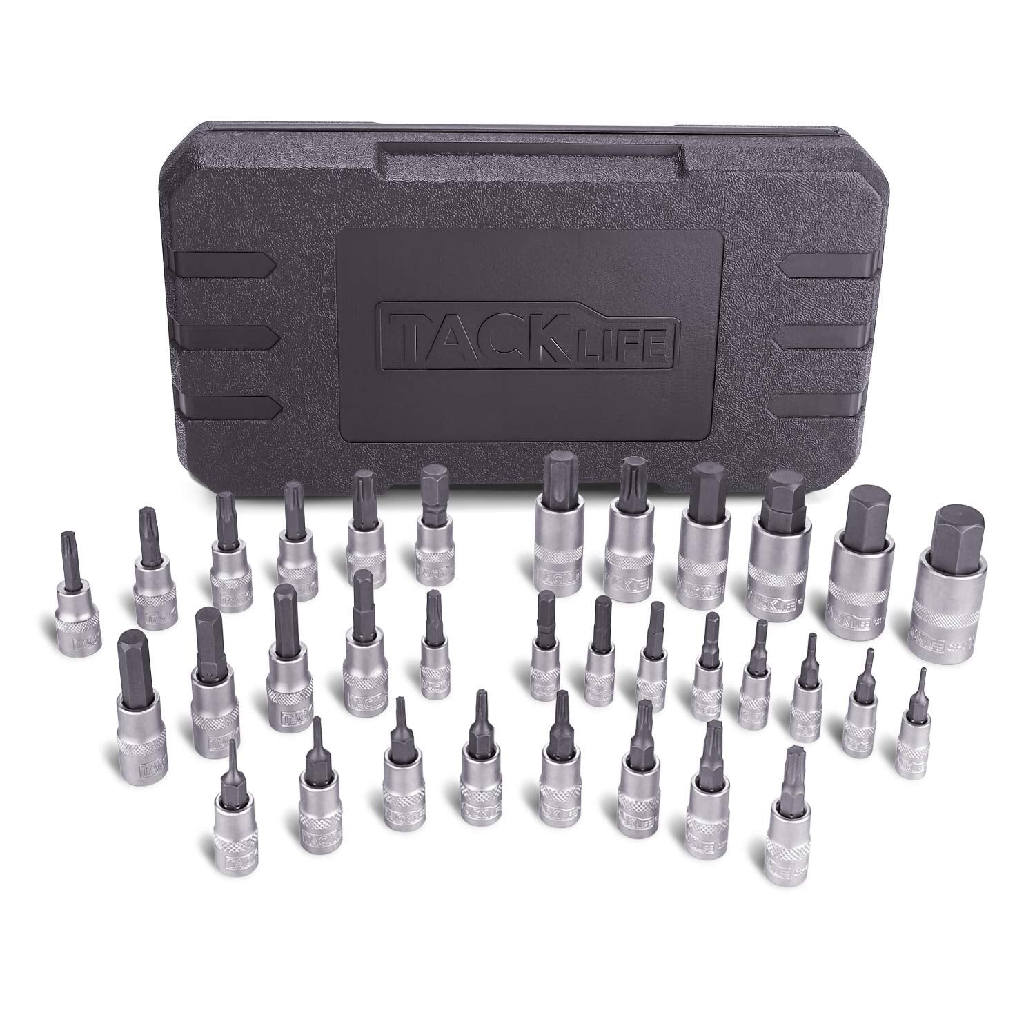 TACKLIFE HBS1C 33 Stücke Torx Sechskant Bit Set 1/4" 3/8" 1/2" S2 & Cr - V Stahl - Easy2sell - Deluxe