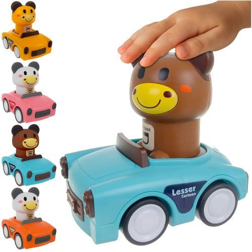 Tierautos Spielzeug 4er Set – Push - and - Go Fahrzeuge für Kinder ab 18 Monaten - Easy2sell - Deluxe