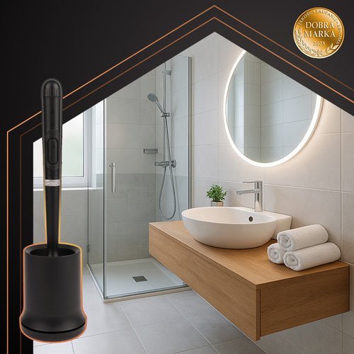 Toilettenbürste mit Behälter Set – Wandmontage, Silikon, Schwarz, 2 - teilig - Easy2sell - Deluxe