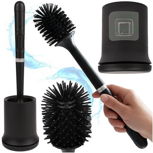 Toilettenbürste mit Behälter Set – Wandmontage, Silikon, Schwarz, 2 - teilig - Easy2sell - Deluxe