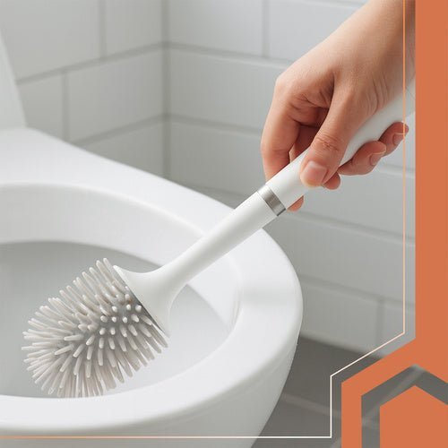 Toilettenbürste Set mit Behälter – Wandmontage, Gummikopf, Weiß, 43 cm - Easy2sell - Deluxe