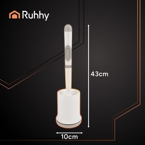 Toilettenbürste Set mit Behälter – Wandmontage, Gummikopf, Weiß, 43 cm - Easy2sell - Deluxe
