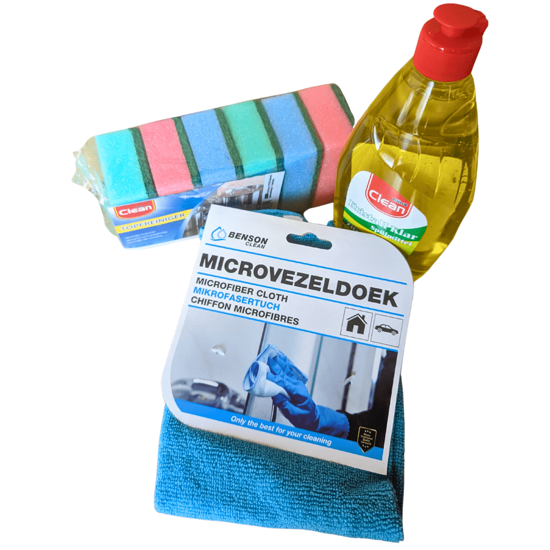 Topfreiniger 6x, Spülmittel 500ml & 1x Mikrofaserhandtuch für Küche & Reisen - Easy2sell - Deluxe