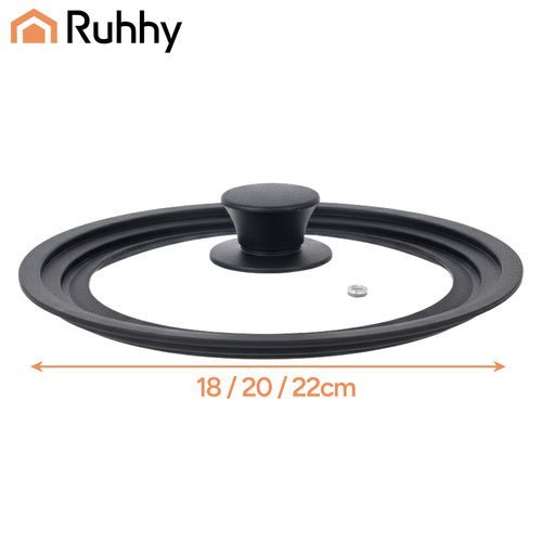 Universaldeckel für Töpfe und Pfannen 18/20/22 cm, Glas mit Silikonrand - Easy2sell - Deluxe