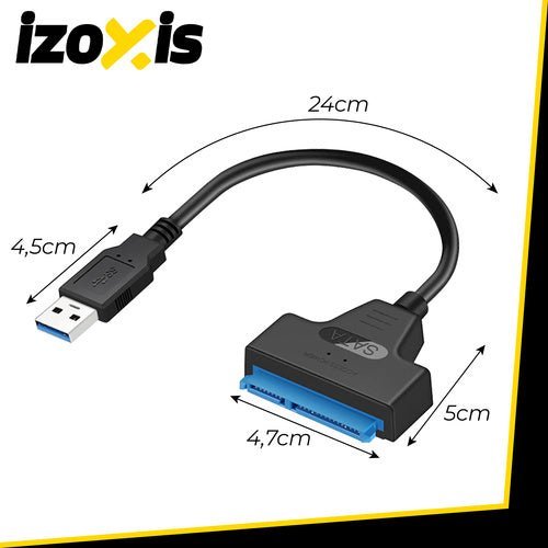 USB zu SATA 3.0 Adapter für 2,5 Zoll HDD SSD Festplatten, Schwarz, 6Gb/s - Easy2sell - Deluxe