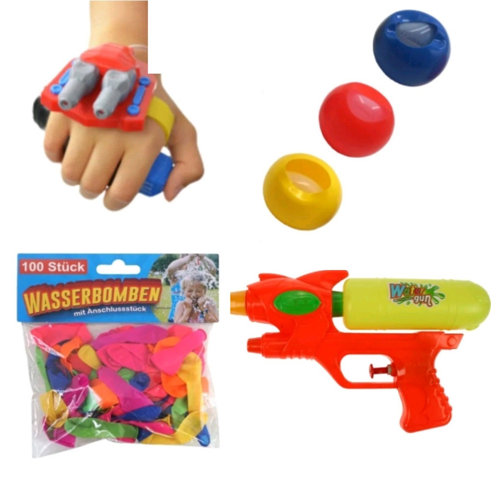 Wasserbomben Wasserpistole 4er Set XXL Wasserschlacht Spielzeug Kinder Urlaub - Easy2sell - Deluxe