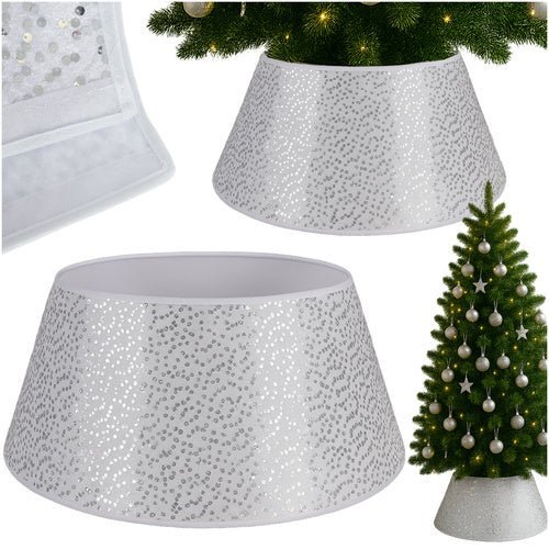 Weihnachtsbaumständer Abdeckung 60cm – Christbaumständer Hülle Weiß Silber - Easy2sell - Deluxe