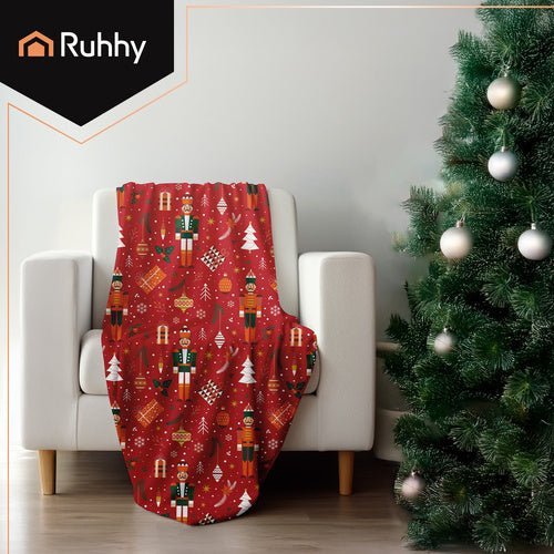 Weihnachtsdecke 150x200 cm – Kuschelige Tagesdecke in Rot mit Festmotiv - Easy2sell - Deluxe