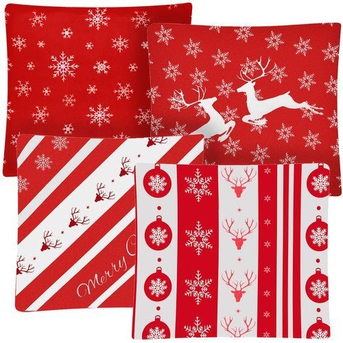 Weihnachtskissenbezüge 4er Set – Plüsch Kissenhüllen 40x40 cm Rot Weiß - Easy2sell - Deluxe