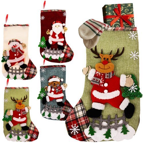 Weihnachtssocken 4er Set – Nikolausstiefel zum Befüllen in Rot 19x31cm - Easy2sell - Deluxe