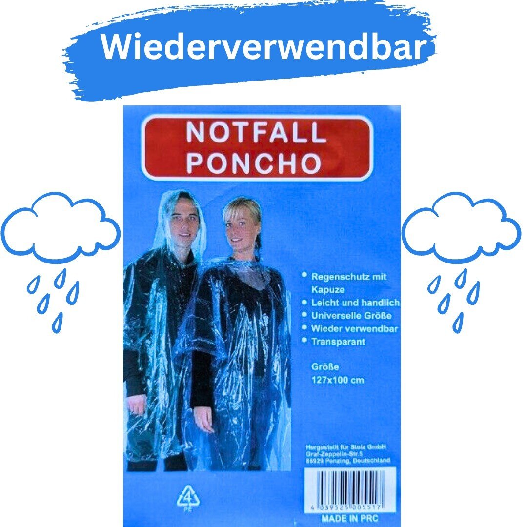 Wiederverwendbarer transparenter Regenponcho - Easy2sell - Deluxe