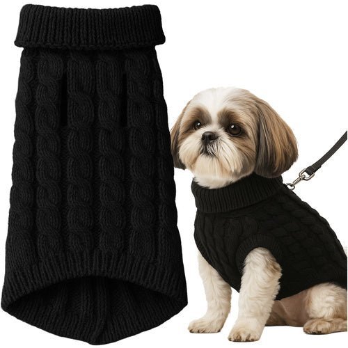 Winterpullover für Hunde und Katzen – Warmer Strickpulli, Schwarz, Größe L - Easy2sell - Deluxe
