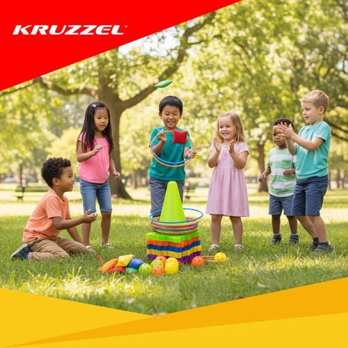 Zielwurf - Geschicklichkeitsspiel 3 - in - 1 Set mit Kegeln, Ringen und Bällen - Easy2sell - Deluxe