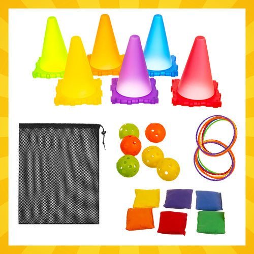 Zielwurf - Geschicklichkeitsspiel 3 - in - 1 Set mit Kegeln, Ringen und Bällen - Easy2sell - Deluxe