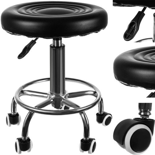 1 Drehhocker mit Fußstütze für besseren Komfort – schwarz - Easy2sell - Deluxe