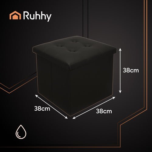 1 Klappbarer Pouf mit Stauraum bis 39 l schwarz - Easy2sell - Deluxe