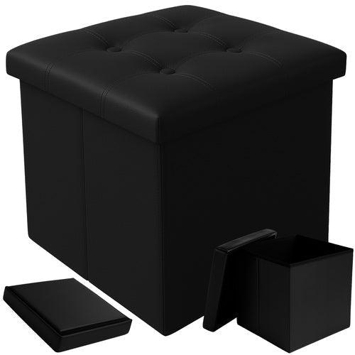 1 Klappbarer Pouf mit Stauraum bis 39 l schwarz - Easy2sell - Deluxe