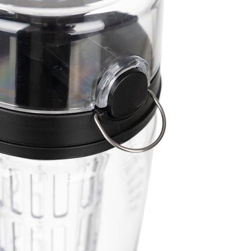 1 - Liter - Trinkflasche mit Fruchteinsatz, dicht, transparent/schwarz - Easy2sell - Deluxe