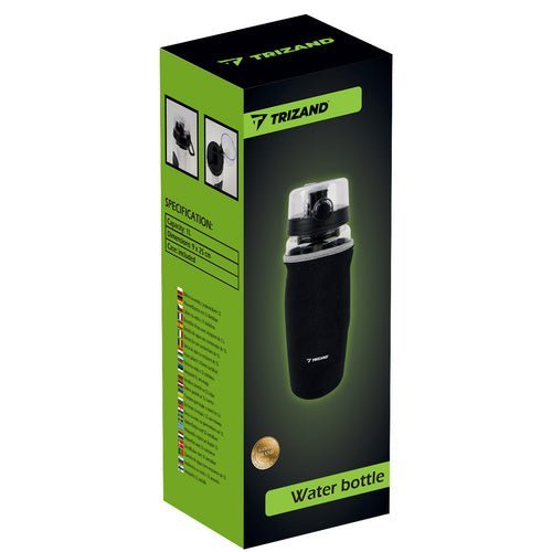 1 - Liter - Trinkflasche mit Fruchteinsatz, dicht, transparent/schwarz - Easy2sell - Deluxe