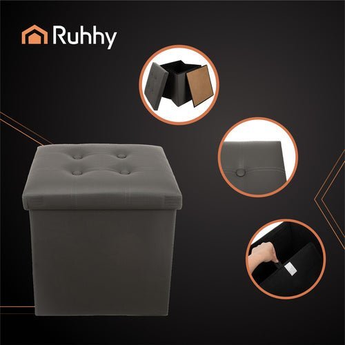 1 Sitzpuff mit Stauraum und wasserfestem Design, grau - Easy2sell - Deluxe