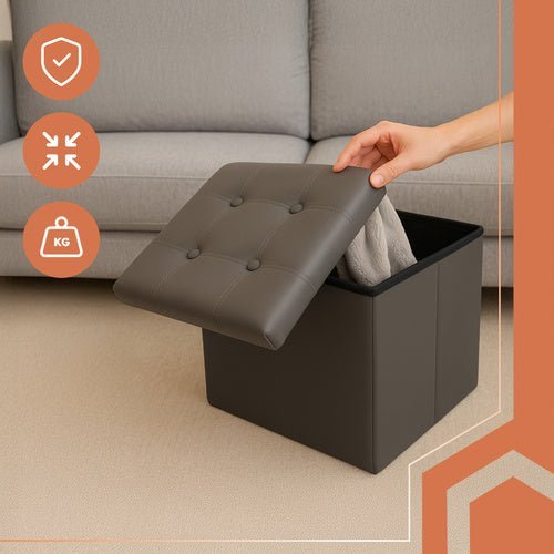 1 Sitzpuff mit Stauraum und wasserfestem Design, grau - Easy2sell - Deluxe
