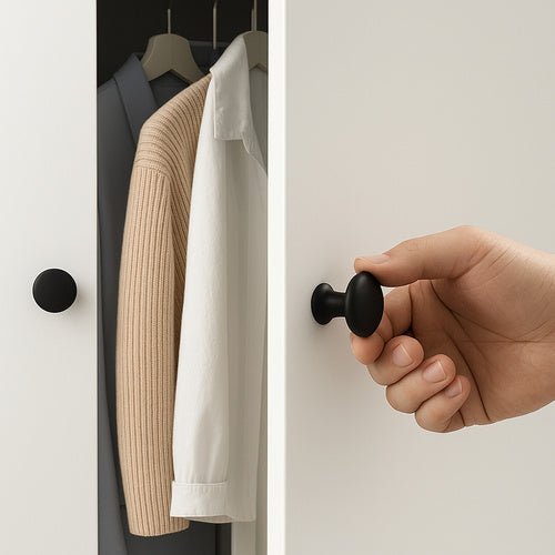 10 Möbelknöpfe modern, schnell montierbar, mattschwarz - Easy2sell - Deluxe
