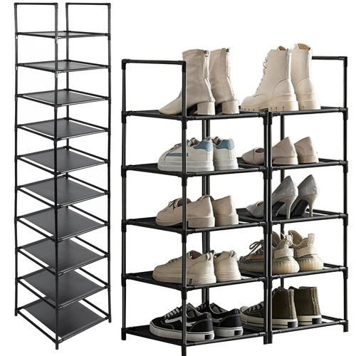10 - Piece Schuhregal mit modularem Design, platzsparend, Schwarz - Easy2sell - Deluxe