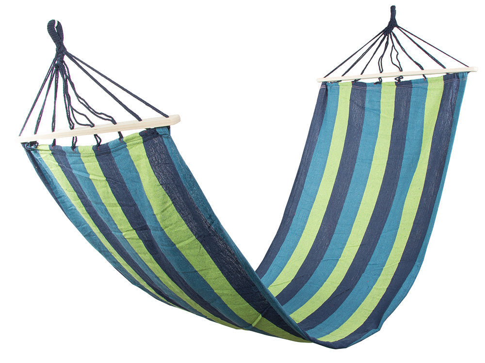 Hängematte 2 Personen 200 x 80 cm bunt mit Holzrahmen und Befestigungsschnüren
