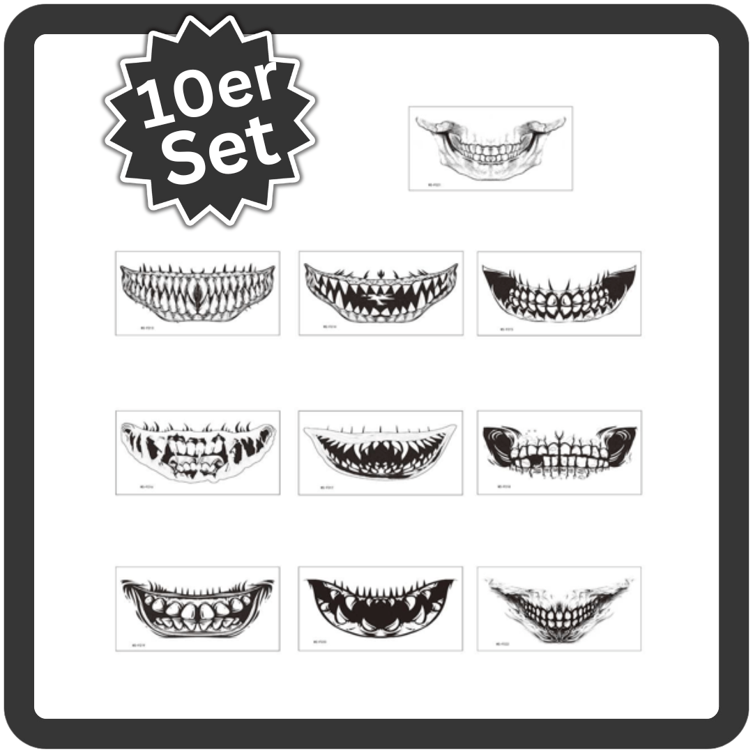10x Halloween Tattoo Aufkleber Mund Tattoo Aufkleber Gruseliger Lippen Aufkleber - Easy2sell - Deluxe