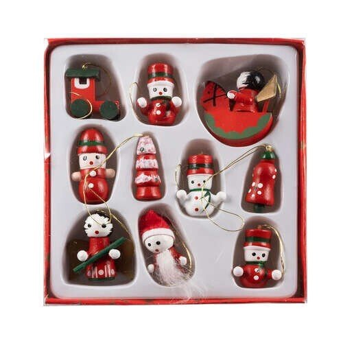 10x weihnachtliche Anhänger Baumschmuck Holzanhänger Weihnachten Deko Christbaum - Easy2sell - Deluxe
