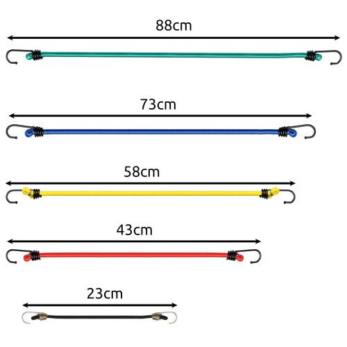 12 Gepäckgummiseile mit Haken für sichere Ladung mehrfarbig - Easy2sell - Deluxe