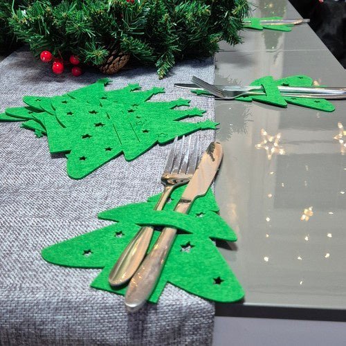 12 - tlg. Weihnachtsbesteckhüllen | Stabil und langlebig | Grün - Easy2sell - Deluxe
