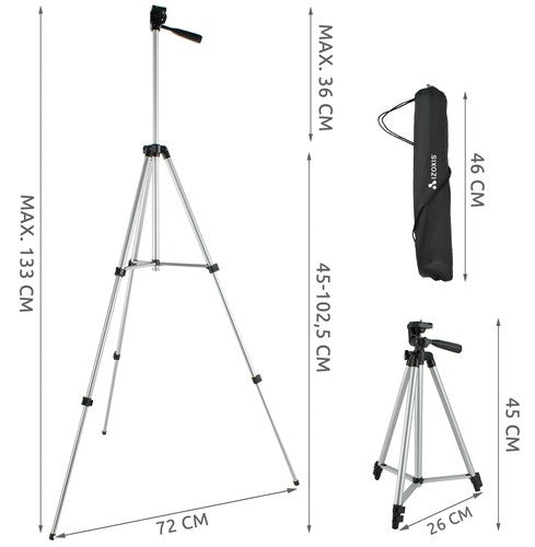 Stativ für Smartphone Kamera Aluminium 133 cm Bluetooth-Fernauslöser 1/4 Zoll