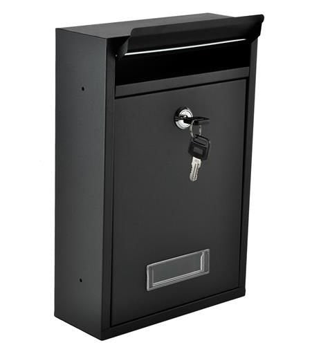 Briefkasten mit Briefschlitz Abdeckung Sichtfenster abschließbar Stahl Schwarz