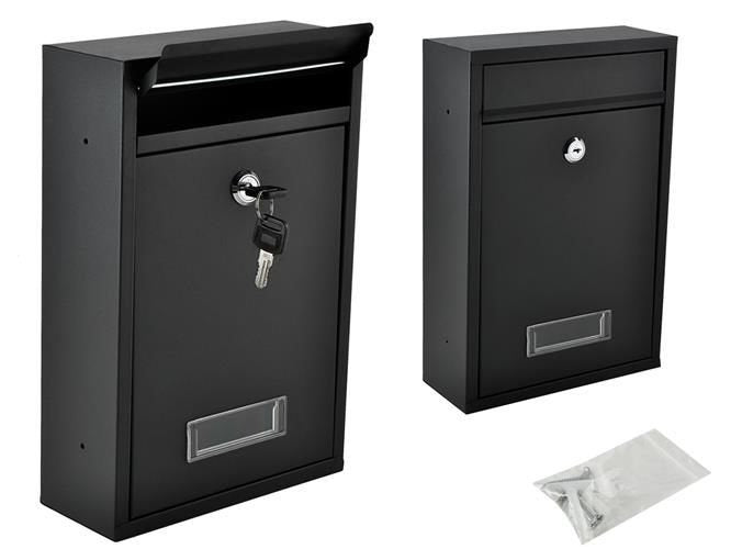 Briefkasten mit Briefschlitz Abdeckung Sichtfenster abschließbar Stahl Schwarz