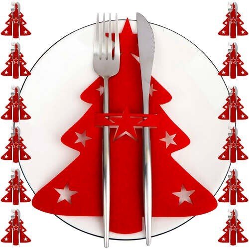 12x Filz Bestecktaschen Wichtel Besteckbeutel Besteck halter Weihnachten Deko - Easy2sell - Deluxe