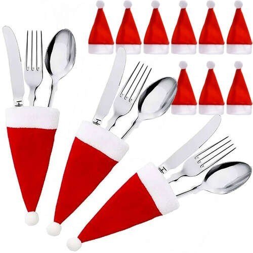 12x Filz Bestecktaschen Wichtel Besteckbeutel Besteck halter Weihnachten Deko - Easy2sell - Deluxe