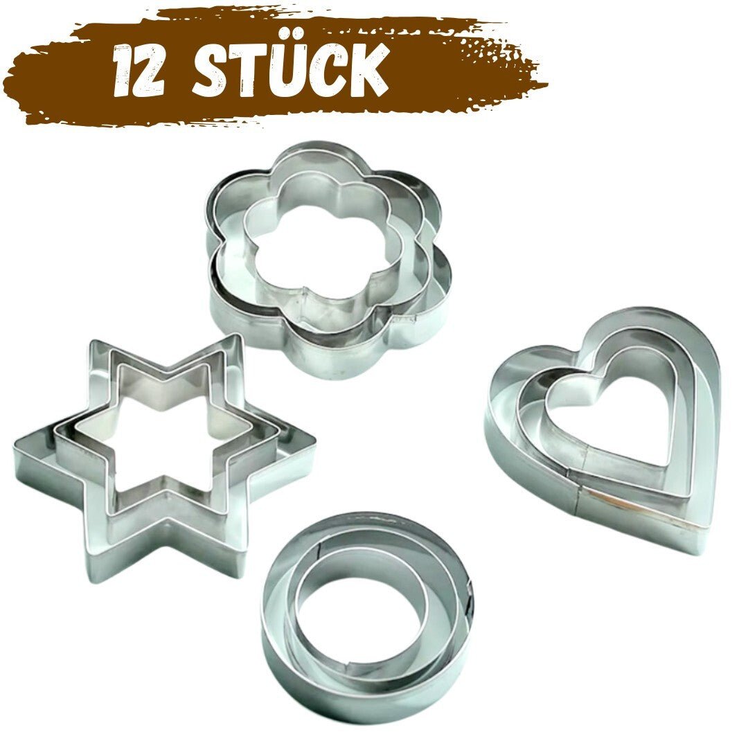 12x Keks Ausstecher Set Weihnachten Plätzchenausstecherform Keksform Backform - Easy2sell - Deluxe