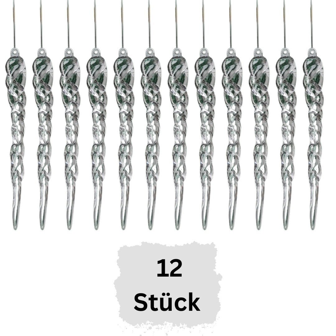 12x Weihnachtsbaumanhänger Eiszapfen - Christbaumschmuck für den Weihnachtsbaum - Easy2sell - Deluxe